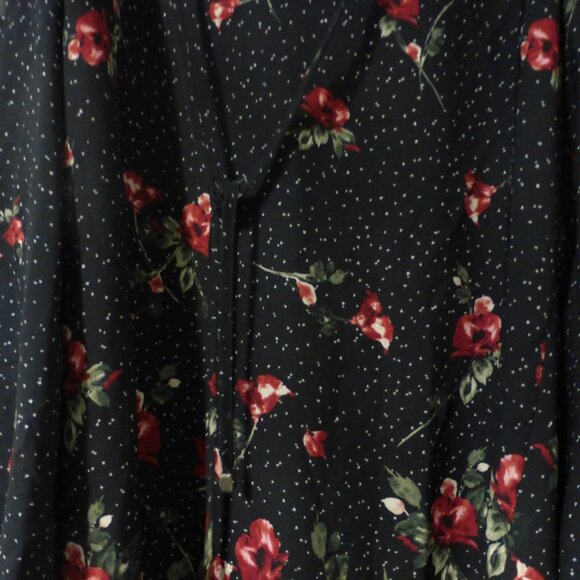 LE CHATEAU black & red long sleeve cold shoulder chiffon floral dress - Picture 4 of 12